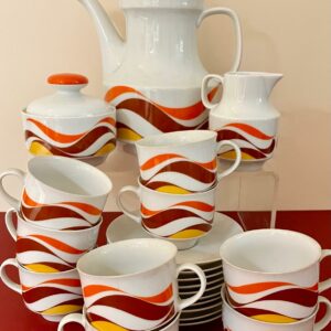 service à café vintage années 70 orange