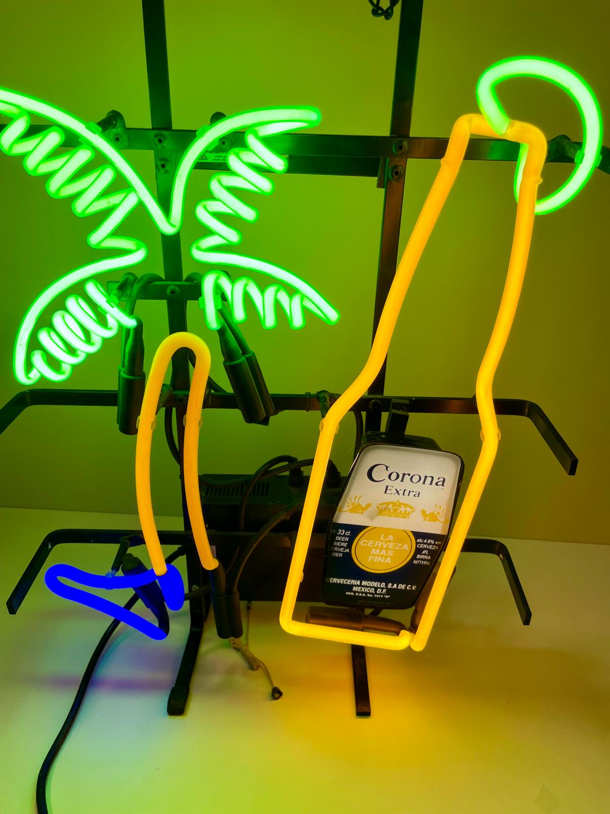 enseigne néon corona extra palmier vintage bar
