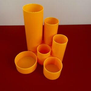 Ensemble de rangement vintage orange en plastique – années 70