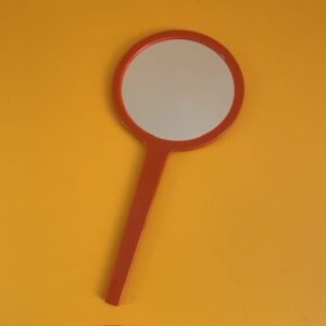 Miroir à main vintage orange - années 70 - en plastique