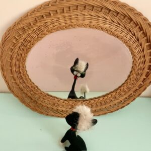 Miroir mural en rotin tressé – années 70