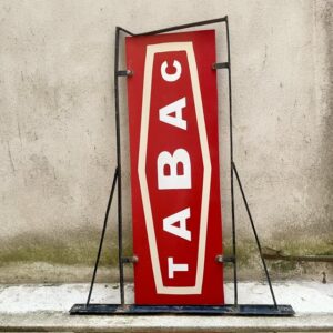 Enseigne publicitaire TABAC sur support métallique – double face – vintage