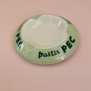 Cendrier publicitaire vintage Pastis PEC en faïence – Moulin des Loups – Années 60