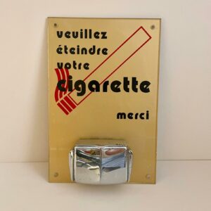 Cendrier mural vintage « Veuillez éteindre votre cigarette » – années 60/70