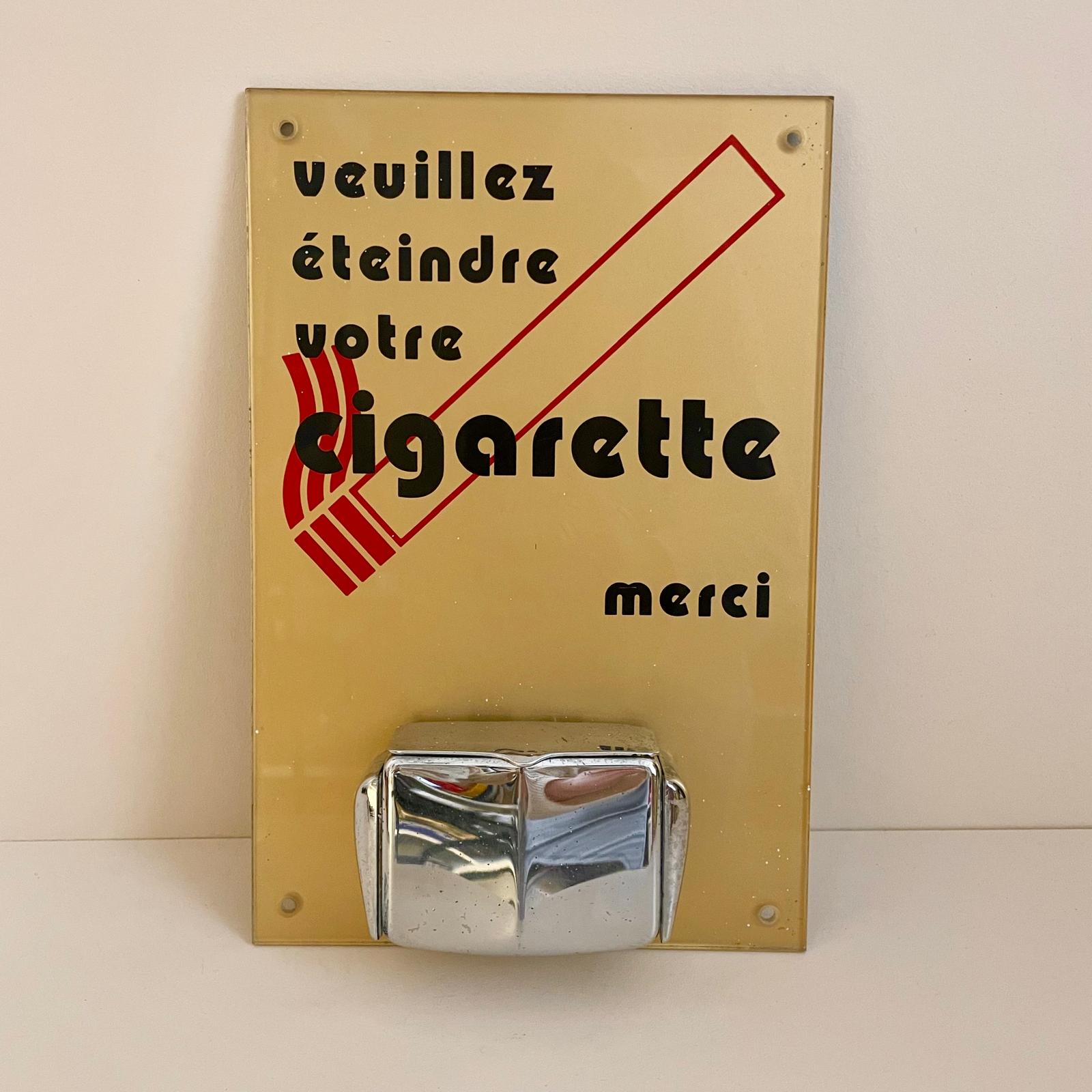 Cendrier mural vintage « Veuillez éteindre votre cigarette » – années 60/70