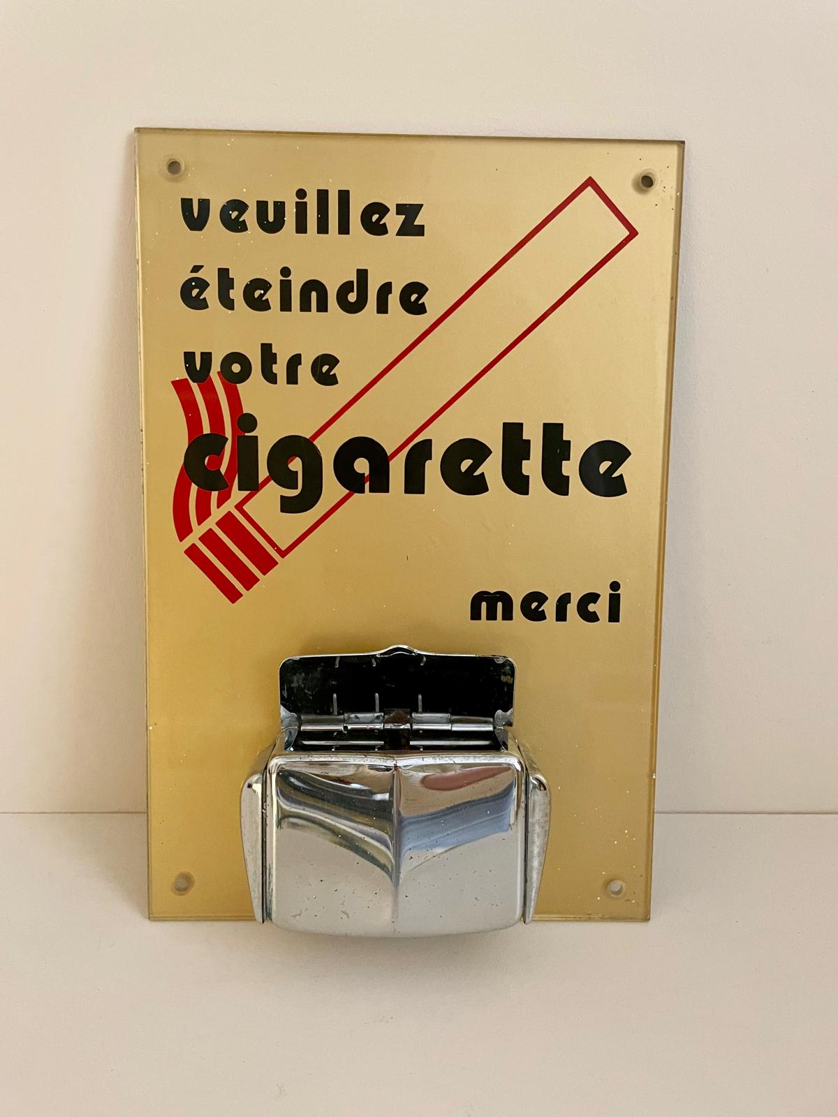 Cendrier mural vintage « Veuillez éteindre votre cigarette » – années 60/70