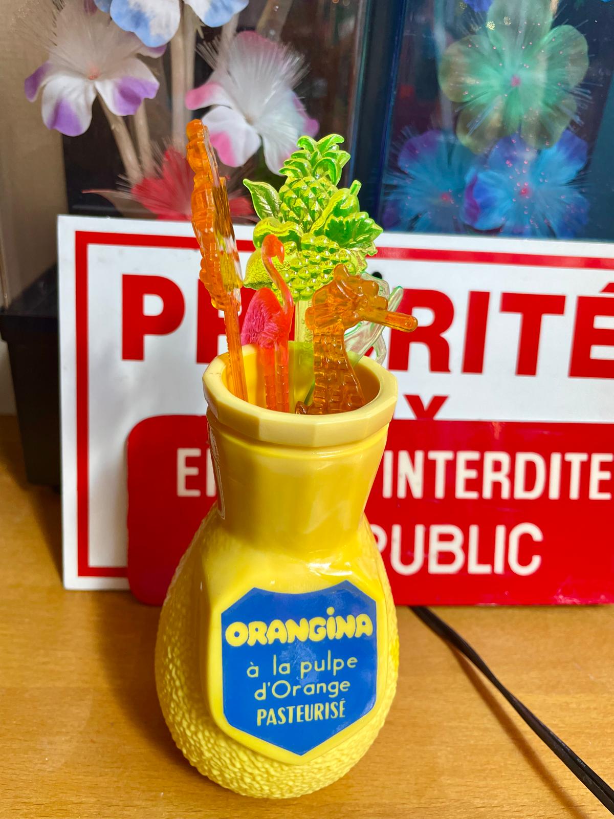Porte-pailles Orangina vintage en opaline – années 60/70