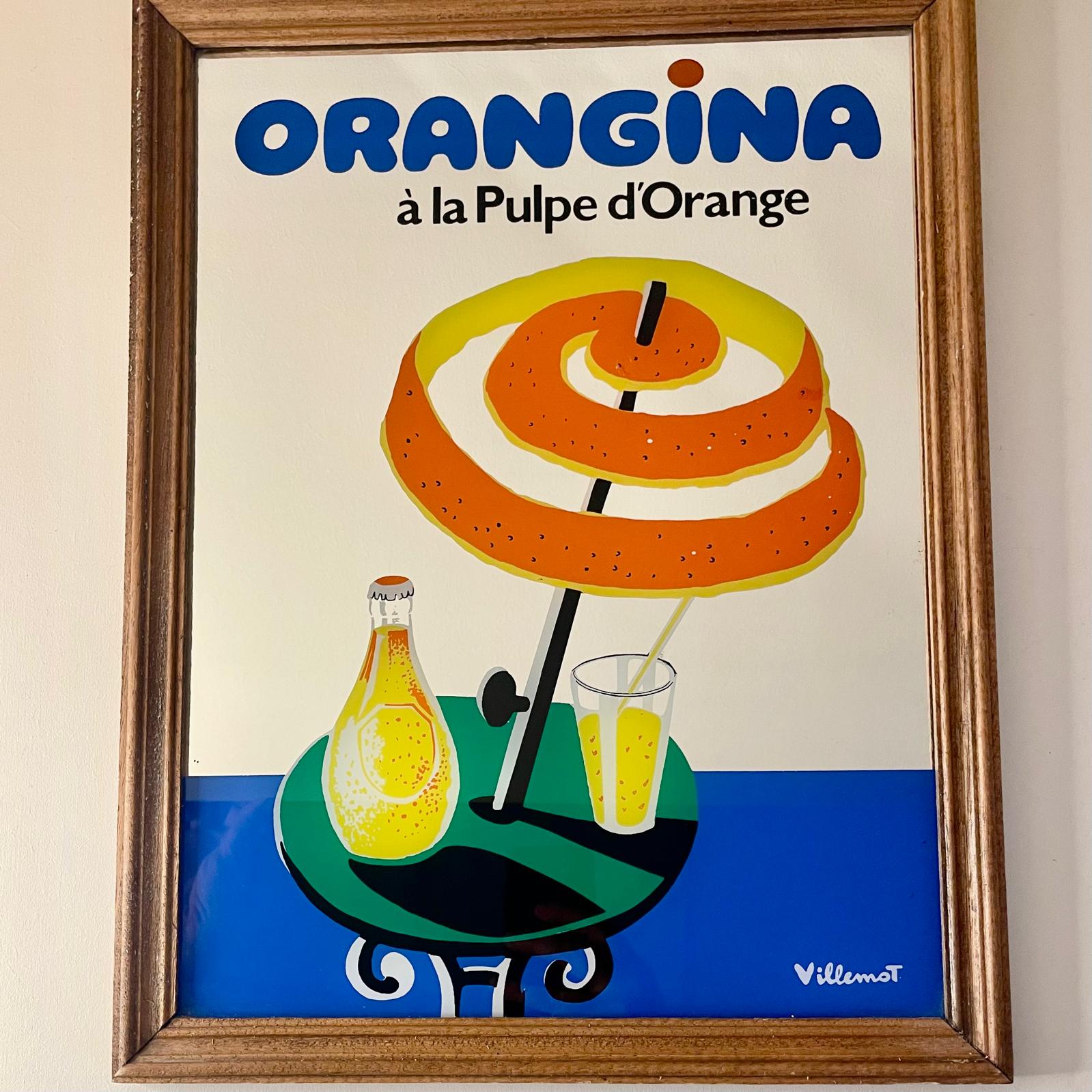 Miroir publicitaire Orangina Villemot vintage – années 70