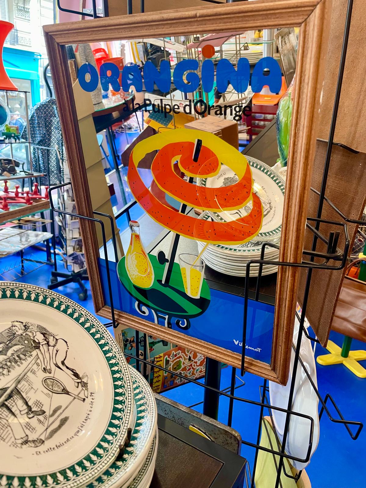Miroir publicitaire Orangina Villemot vintage – années 70