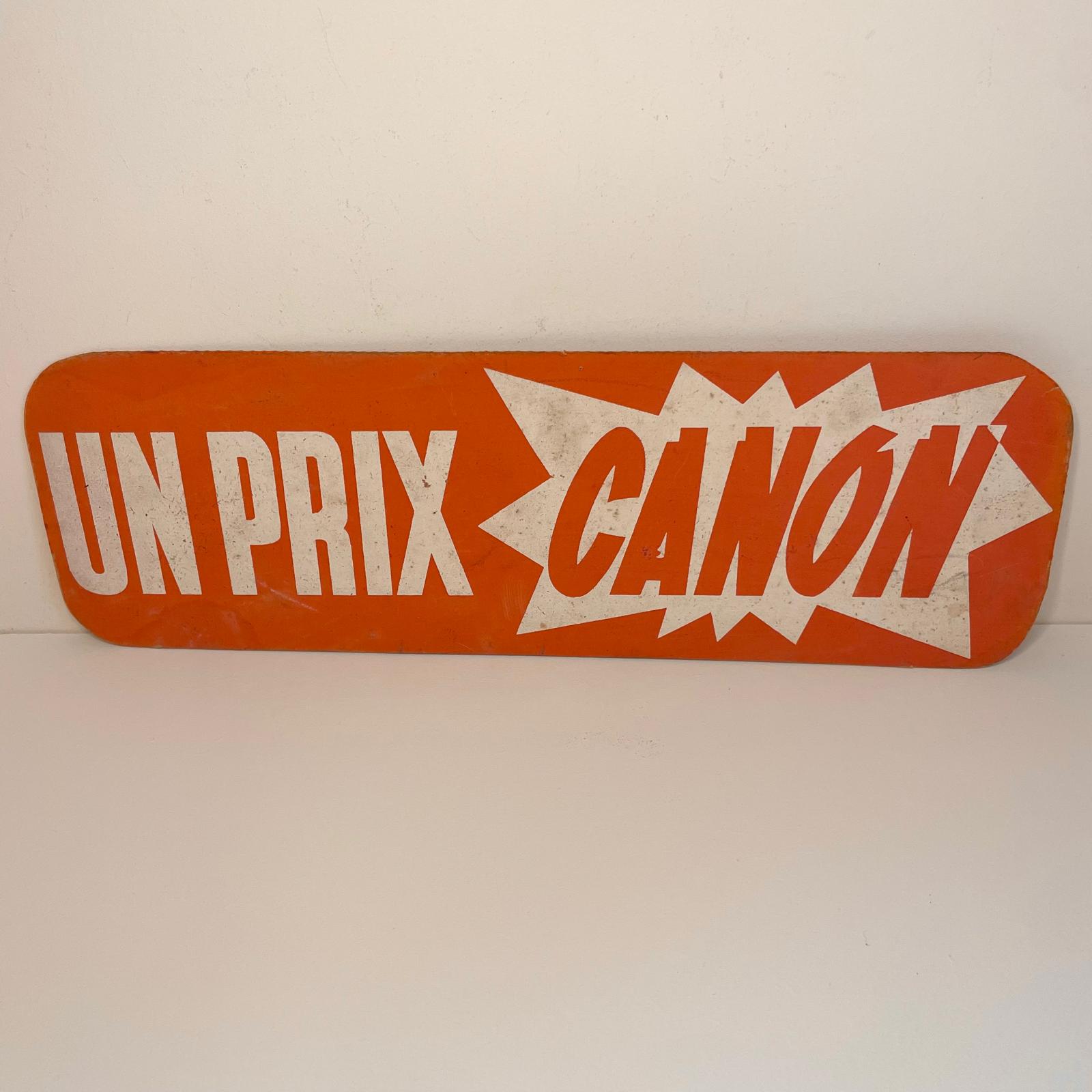 Panneau publicitaire de magasin « Un Prix Canon » en carton – années 70