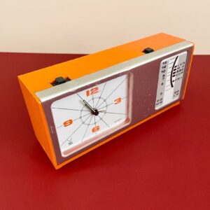 Radio-réveil Jaz vintage orange – horloge et radio intégrées – années 70