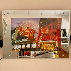 Tableau lumineux vintage Moulin Rouge Paris avec miroir – Années 90