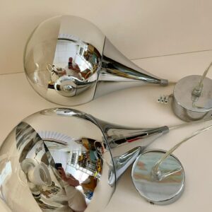 Paire de suspensions vintage Space Age en verre chromé – Années 70