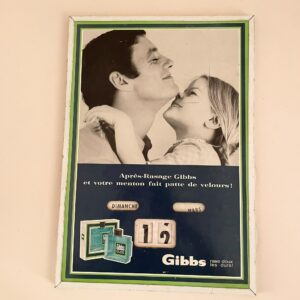 Calendrier perpétuel publicitaire Gibbs After Shave vintage – Années 80