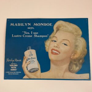 Plaque publicitaire Marilyn Monroe Lustre-Creme Shampoo en tôle relief – 1994