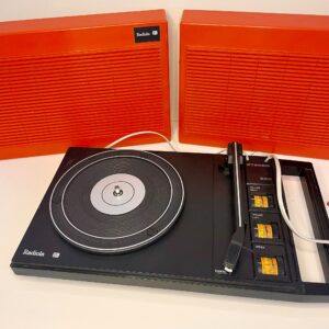 Tourne-disque portable Radiola vintage années 70 avec enceintes – Fonctionnel