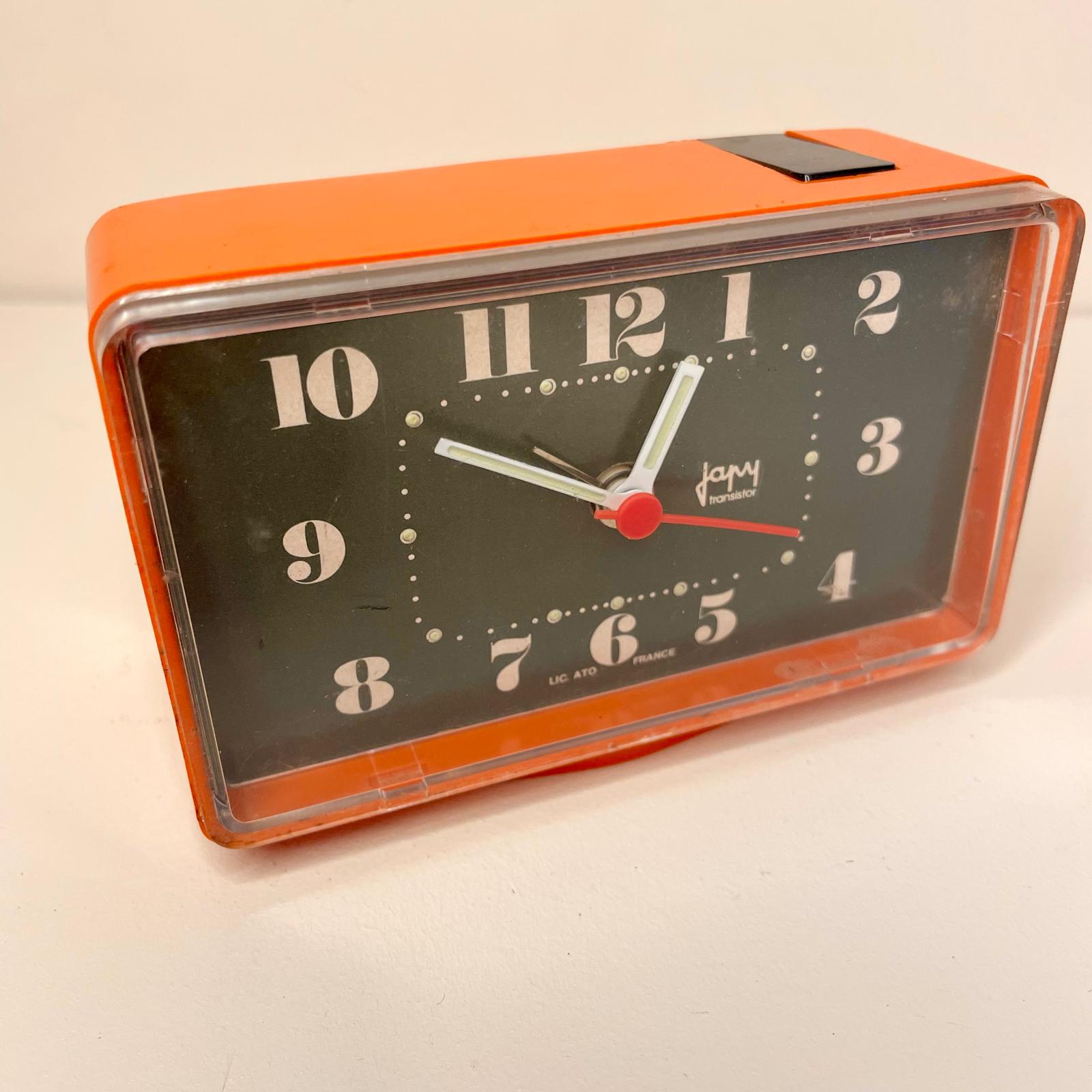 Réveil vintage Japy orange de 1977 – Fonctionnel
