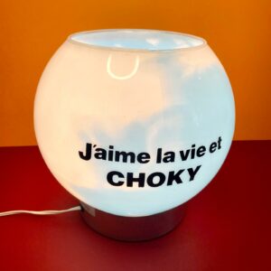 Lampe publicitaire Choky vintage années 70 – Globe tournant