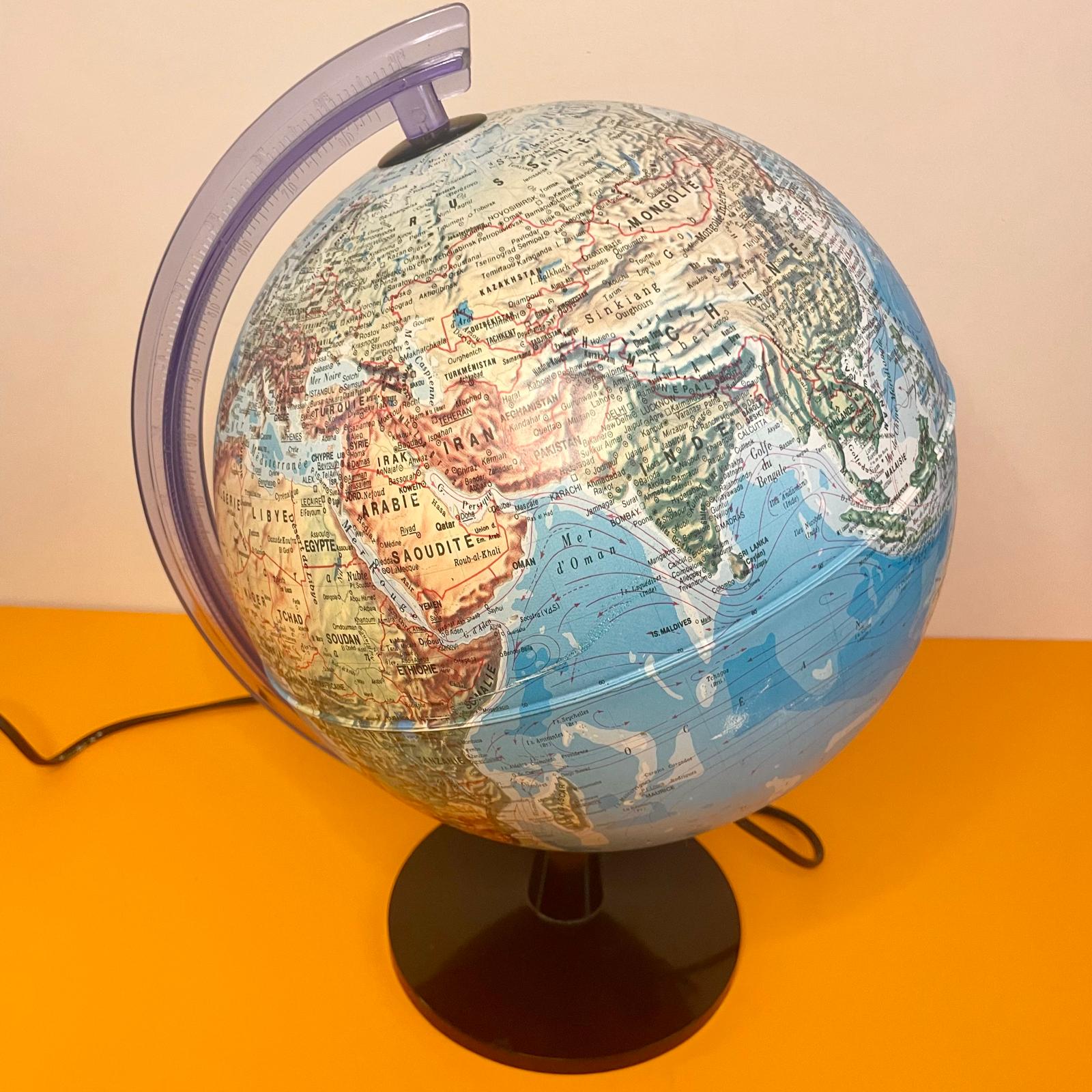 Mappemonde lumineuse vintage des années 90 – Globe terrestre éclairant 40 cm